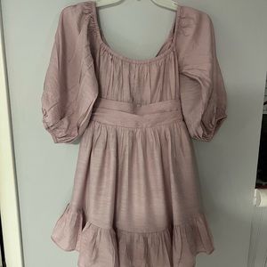 Puff Sleeve - Baby Doll Bow Back Mini Dress - Small